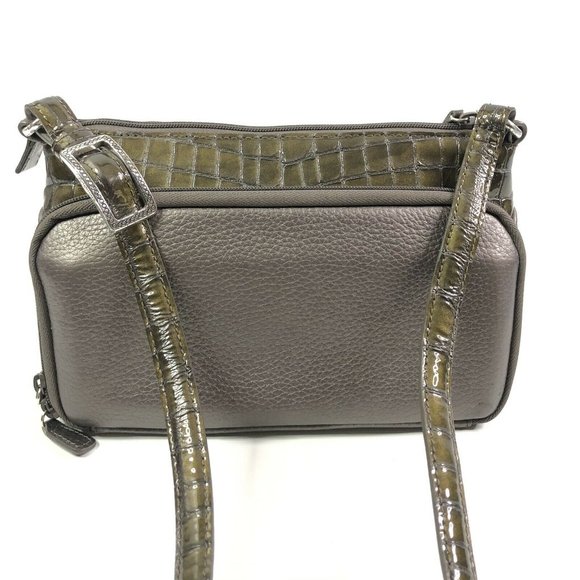 Brighton Croc Embossed Leather Purse Pewter Gray - Picture 5 of 12